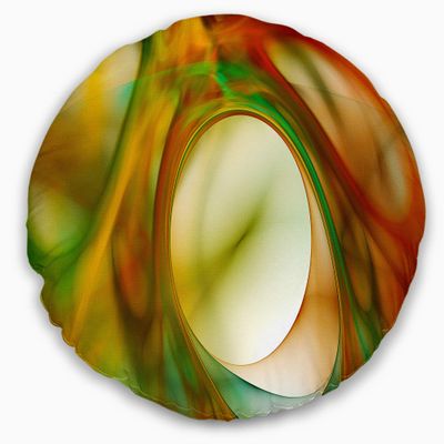Designart Circled Green Psychedelic Texture' Abstract Throw Cushion Pillow Cover for Living Room, Sofa 20" Round