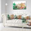 Designart Colorful City Watercolor' Landscape Throw Living Room, Sofa, High Quality Pillow Insert + Cushion Cover Printed On Both Side 20" Round view 2