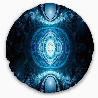 Designart Cabalistic Light Blue Pattern' Abstract Throw Living Room, Sofa, High Quality Pillow Insert + Cushion Cover Printed on Both Side 20 Inches Round