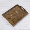 NOVICA Brown Glass and Wood Food Safe Tray, 'Countryside Garden' view 2