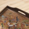 NOVICA Brown Glass and Wood Food Safe Tray, 'Countryside Garden' view 3