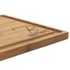 BambooMN Custom Laser Engraved Bamboo Cutting Board - Letter Script Monogram Thin - 1 Piece - 11" x 11" x 0.75" (Grooved) - Customized Personalized Kitchen Gift for Couples, Weddings, Closing view 1
