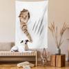 Lunarable Animal Tapestry, Funny Cat in Hole with Claw Scratches Playful Kitten Pet Picture, Fabric Wall Hanging Decor for Bedroom Living Room Dorm, 23" X 28", White Brown view 2