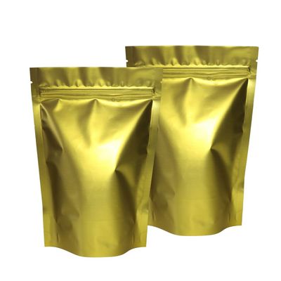 QQ Studio Pack of 100 Matte/Glossy Color Stand-Up Foil Resealable Zipper Pouches (3.3" x 5.1", Matte Gold)