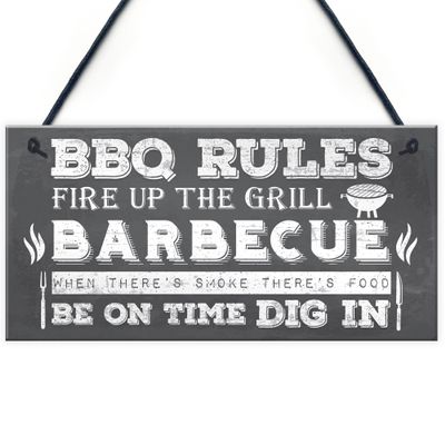 RED OCEAN BBQ Barbecue Rules Garden Wall Plaque Pub Bar Home Sign Man Cave Friendship Gift For Him