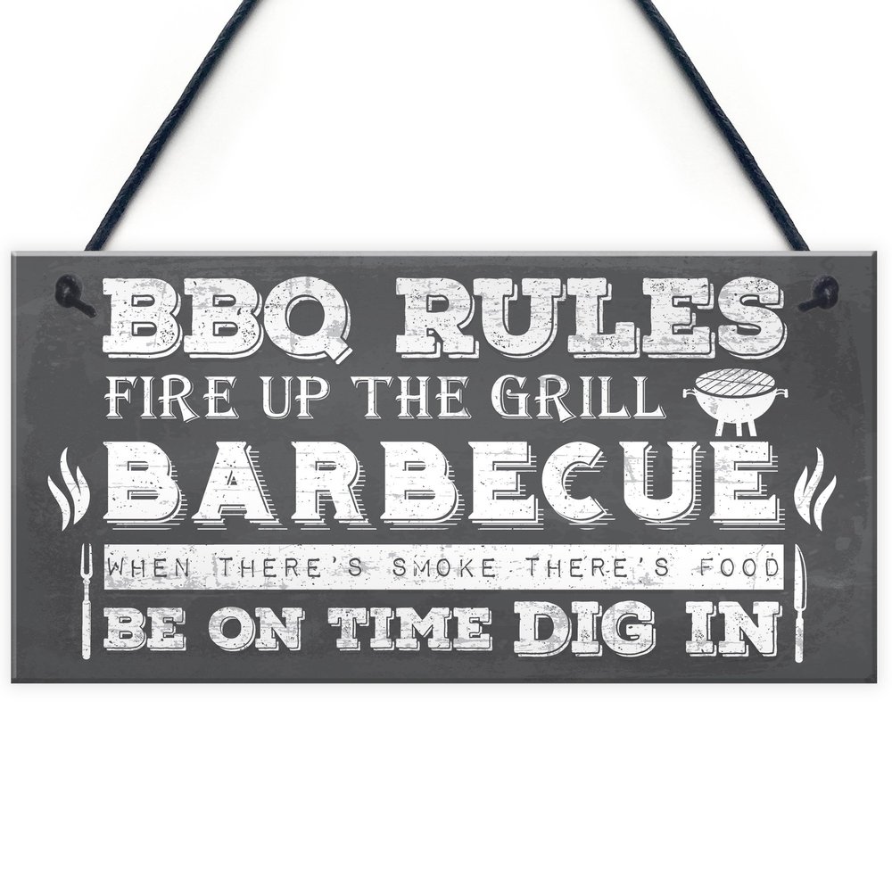 RED OCEAN BBQ Barbecue Rules Garden Wall Plaque Pub Bar Home Sign Man Cave Friendship Gift For Him