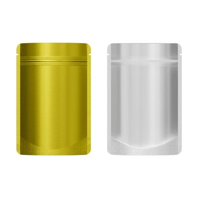 QQ Studio Pack of 100 Translucent/Silver/Color Stand-Up Resealable Zipper Pouch (3.3" x 5.1", Matte Gold)