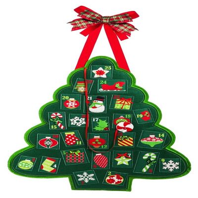 Door Hanger Set, Christmas Advent Felt Door Decor with Black Iron Metal Holder