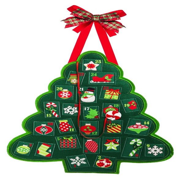 Door Hanger Set, Christmas Advent Felt Door Decor with Black Iron Metal Holder