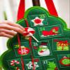 Door Hanger Set, Christmas Advent Felt Door Decor with Black Iron Metal Holder view 2