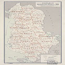 12" x 24" 1960 Map Of Albania Administrative Divisions