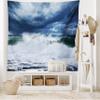 Lunarable Wave Tapestry King Size, Thunderstorm and Lightning on Beach Cloudy Rainy Sky Powerful Tide Cold Dramatic, Wall Hanging Bedspread Bed Cover Wall Decor, King Size, Blue White view 2