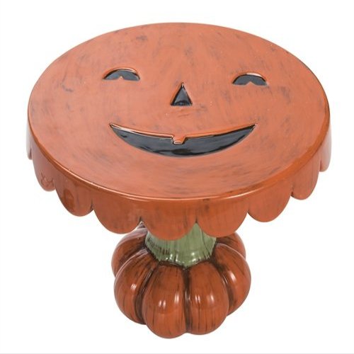 Transpac - Pumpkin Face Pedastal 8.25"