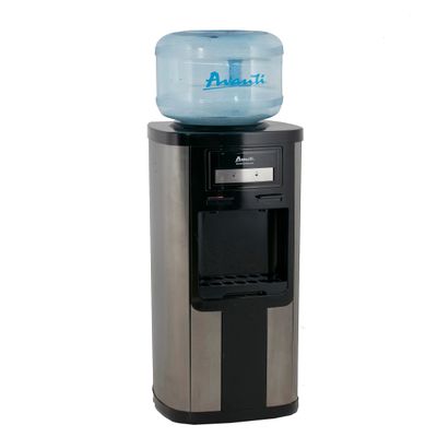 Avanti Water Cooler Dispenser Top Loading, Holds 3 & 5 Gallon Bottles with Stainless Steel Reservoir, Cold and Hot Temperature, Perfect for Homes, Kitchens, Offices, Dorms, Metallic