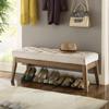 24KF Velvet Upholstered Buttons Tufted Entryway Bench with Solid Wood Leg,Bed Bench Ottoman with Padded Seat,5034-Taupe view 4