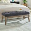 24KF Velvet Upholstered Buttons Tufted Entryway Bench with Solid Wood Leg,Bed Bench Ottoman with Padded Seat,5034-Midnight view 1