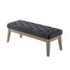 24KF Velvet Upholstered Buttons Tufted Entryway Bench with Solid Wood Leg,Bed Bench Ottoman with Padded Seat,5034-Midnight view 4