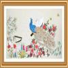 Aureate Handmade DIY Ribbon Embroidery Fabric Wall Art Home Decoration Needlepoint Tapestry Floral Peacock Couple 37"60" view 1