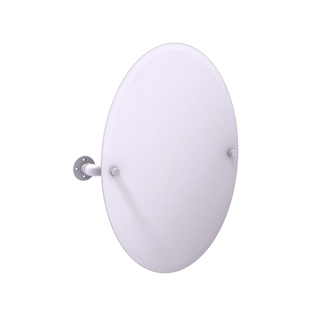 Allied Brass Pipeline Collection Frameless Oval Mounted Tilt Wall Mirror, Matte White