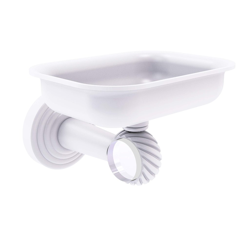 Allied Brass PB-32T Pacific Beach Collection Wall Mounted Holder with Twisted Accents Soap Dish, Matte White