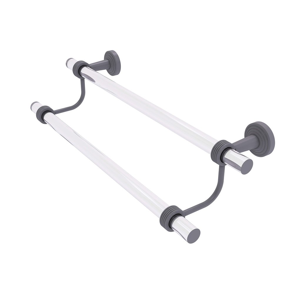 Allied Brass PB-72G-36 Pacific Beach Collection 36 Inch Double Groovy Accents Towel Bar, Matte Gray