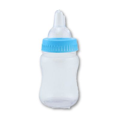 4.25 inch Fillable Plastic Mini Baby Bottles Bulk Blue Cap 24 Pieces Baby Shower Shower Favors