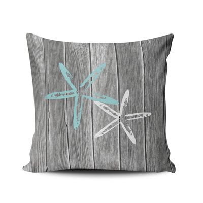 Fanaing Gray and Aqua Turquoise Beach and Starfish Pillowcase Home Sofa Decorative 18X18 Inch Square Throw Pillow Case Decor Cushion Covers One-Side Printed
