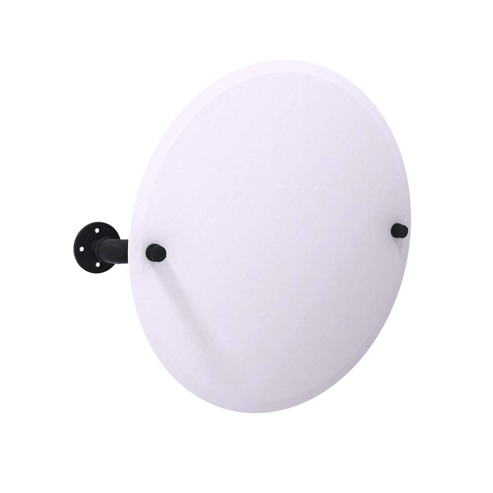 Allied Brass Pipeline Collection Frameless Round Mounted Tilt Wall Mirror, Matte Black