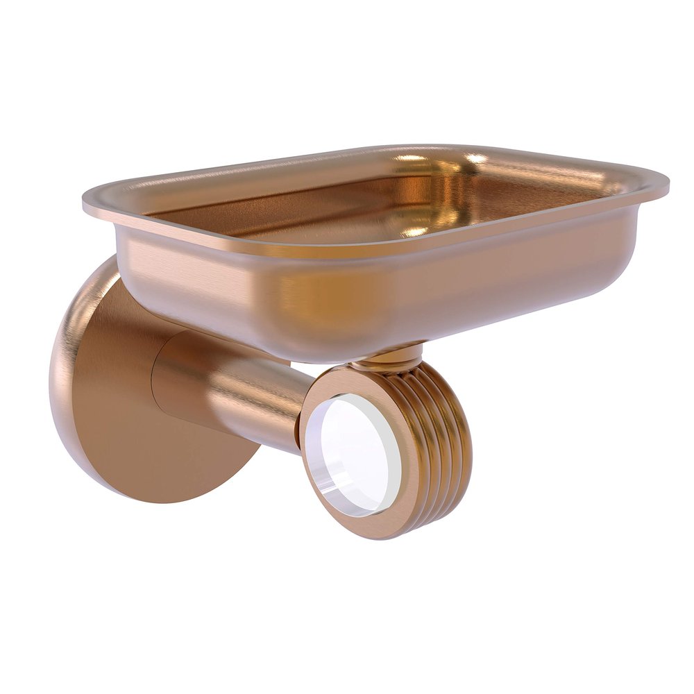Allied Brass CV-32G Clearview Collection Wall Mounted Holder with Groovy Accents Soap Dish, Brushed Bronze