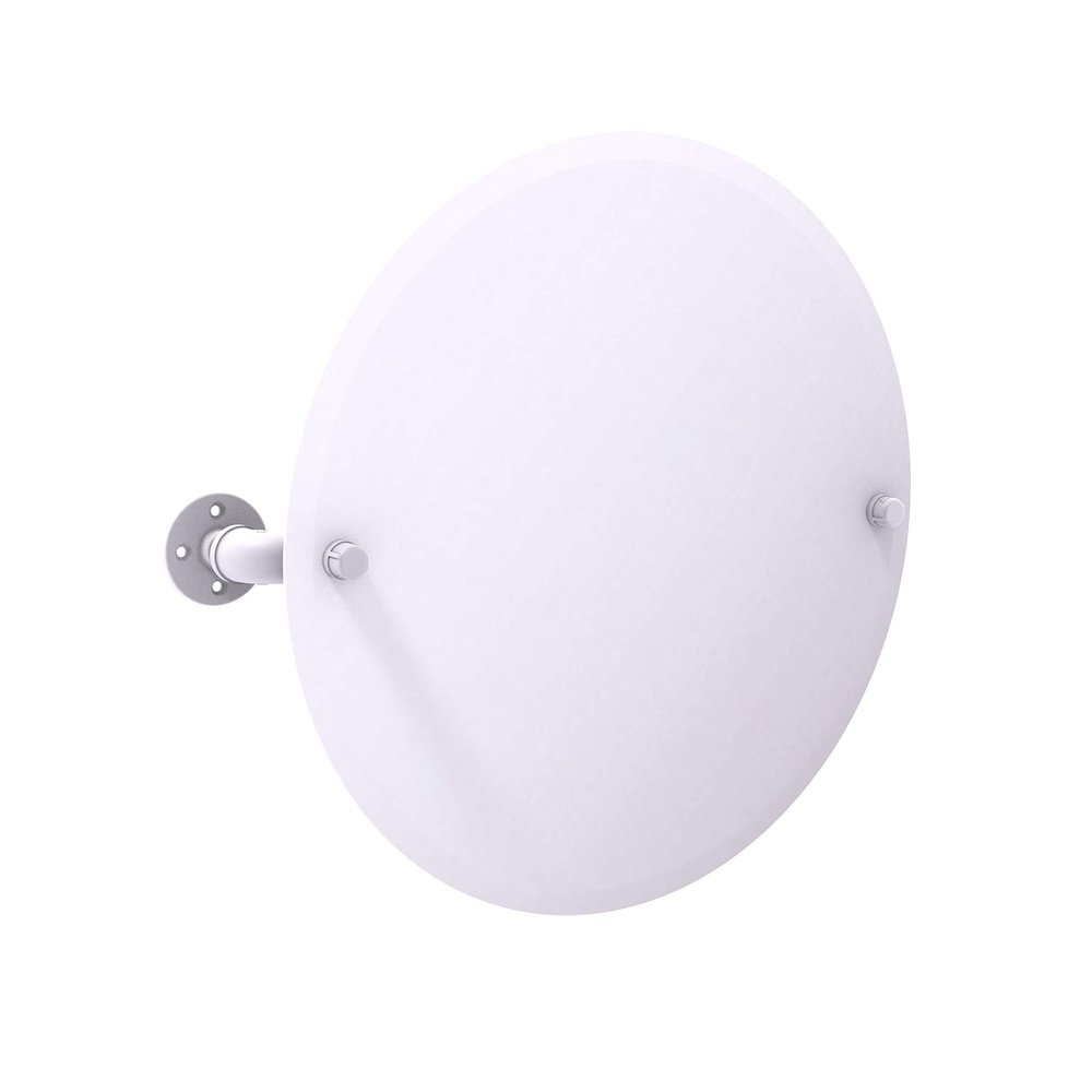 Allied Brass Pipeline Collection Frameless Round Mounted Tilt Wall Mirror, Matte White