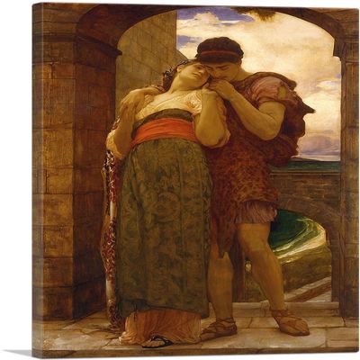 ARTCANVAS Wedded 1882 Canvas Art Print Stretched Framed Painting Picture Poster Giclee Wall Decor by Frederic Leighton - 40" x 26" (0.75" Deep)