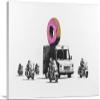 ARTCANVAS Donut Police Canvas Art Print Stretched Framed Painting Picture Poster Giclee Wall Decor by Banksy - 40" x 26" (0.75" Deep) view 1