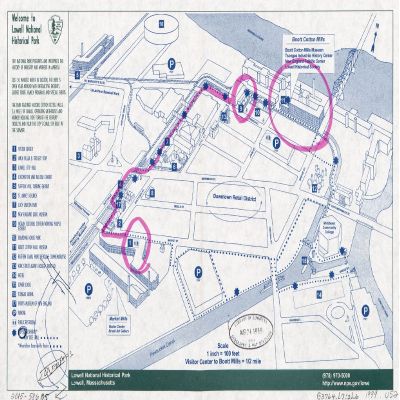 16" x 24" 1999 Map of Lowell National Historical Park Massachusetts