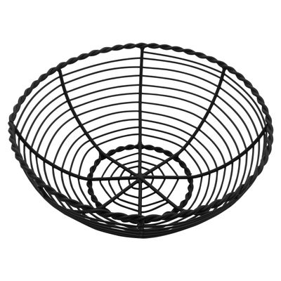 G.E.T. WB-701 Round Metal Wire Bread Roll Serving Basket, 8", Black