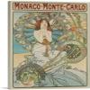 ARTCANVAS Monaco Monte-Carlo Canvas Art Print Stretched Framed Painting Picture Poster Giclee Wall Decor by Alphonse Mucha - 40" x 26" (0.75" Deep) view 1