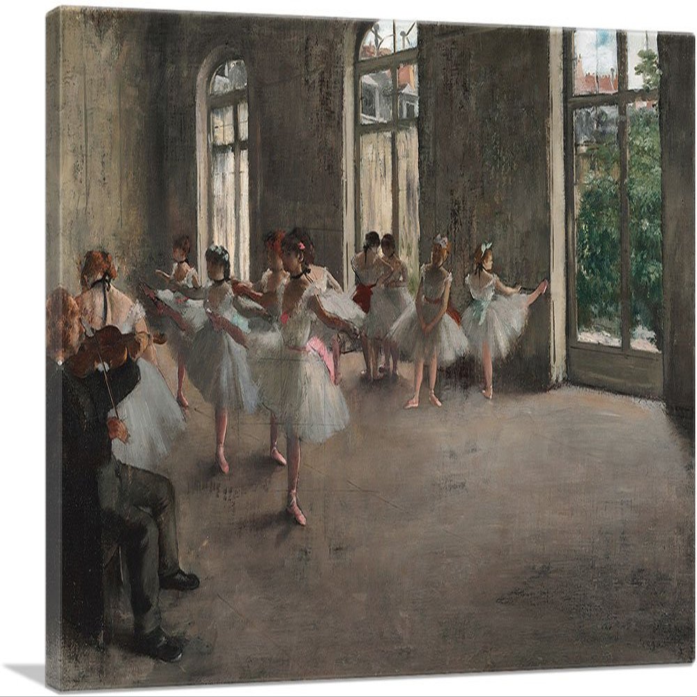 ARTCANVAS The Rehearsal 1878 Canvas Art Print Stretched Framed Painting Picture Poster Giclee Wall Decor by Edgar Degas - 40" x 26" (0.75" Deep)