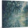 ARTCANVAS Morning on the Seine Canvas Art Print Stretched Framed Painting Picture Poster Giclee Wall Decor by Claude Monet - 40" x 26" (0.75" Deep) view 1