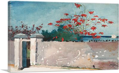 ARTCANVAS A Wall - Nassau 1898 Canvas Art Print Stretched Framed Painting Picture Poster Giclee Wall Decor by Winslow Homer - 40" x 26" (0.75" Deep)