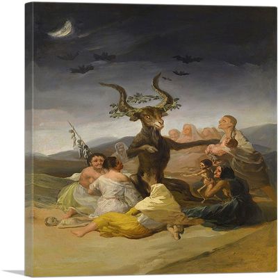 ARTCANVAS Witches' Sabbath 1798 Canvas Art Print Stretched Framed Painting Picture Poster Giclee Wall Decor by Francisco De Goya - 40" x 26" (0.75" Deep)