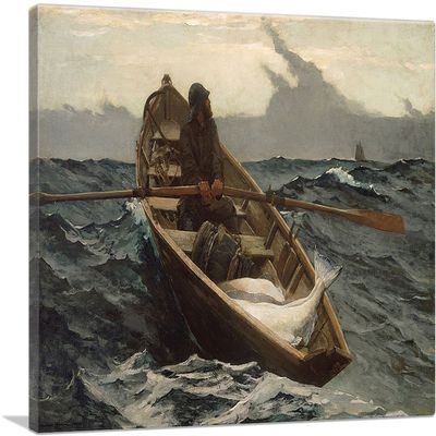 ARTCANVAS Fog Warning 1885 Canvas Art Print Stretched Framed Painting Picture Poster Giclee Wall Decor by Winslow Homer - 40" x 26" (0.75" Deep)
