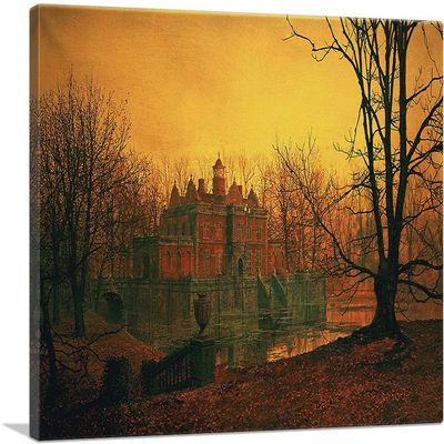 ARTCANVAS The Haunted House Canvas Art Print Stretched Framed Painting Picture Poster Giclee Wall Decor by John Atkinson Grimshaw - 40" x 26" (0.75" Deep)