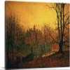 ARTCANVAS The Haunted House Canvas Art Print Stretched Framed Painting Picture Poster Giclee Wall Decor by John Atkinson Grimshaw - 40" x 26" (0.75" Deep) view 1