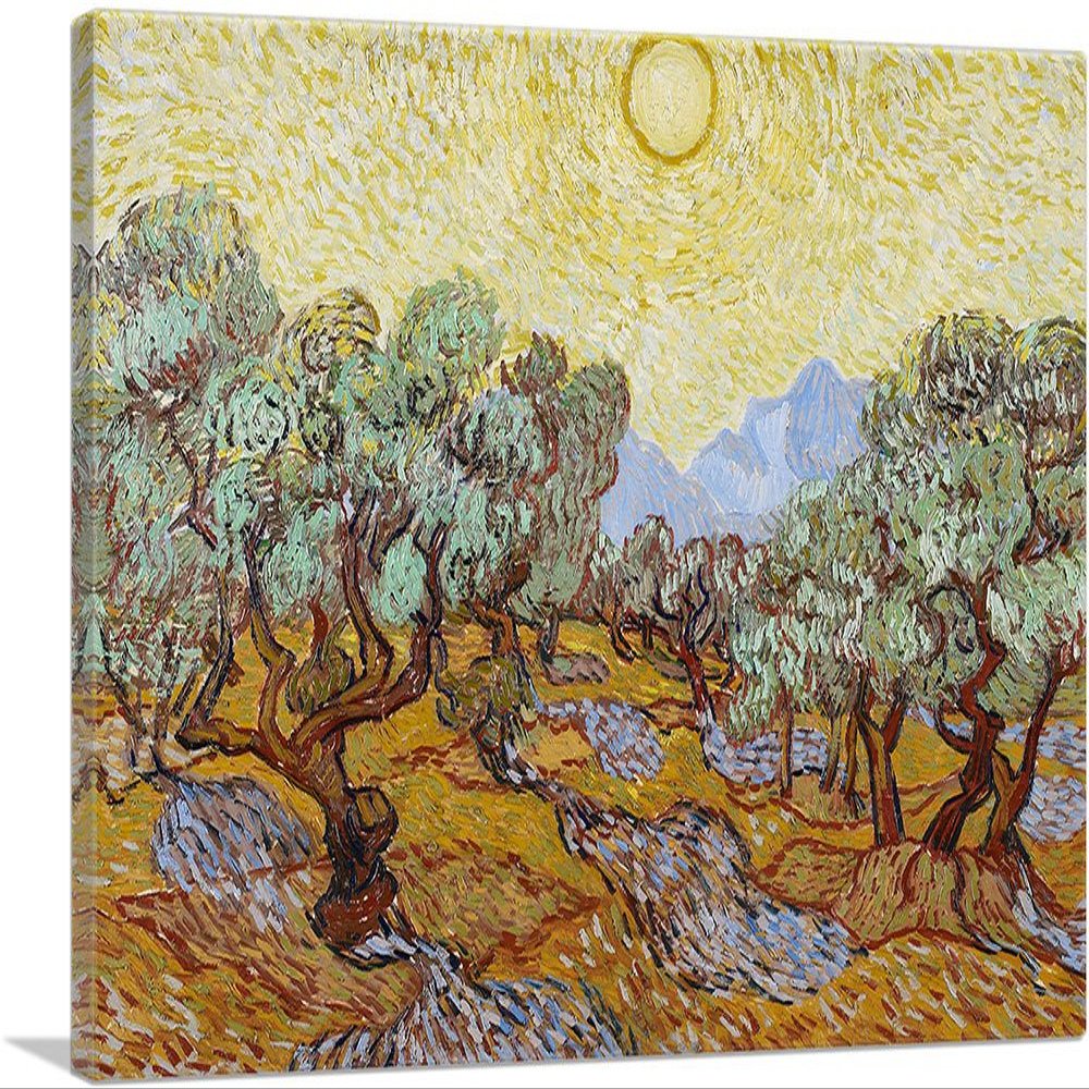 ARTCANVAS Olive Trees 1889 Canvas Art Print Stretched Framed Painting Picture Poster Giclee Wall Decor by Vincent Van Gogh - 40" x 26" (0.75" Deep)