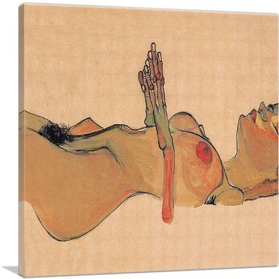 ARTCANVAS Totes Madchen 1910 Canvas Art Print Stretched Framed Painting Picture Poster Giclee Wall Decor by Egon Schiele - 40" x 26" (0.75" Deep)