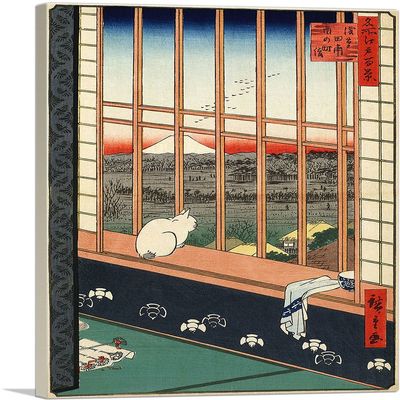 ARTCANVAS Asakusa Rice Fields and Torinomachi Festival 1857 Canvas Art Print Stretched Framed Painting Picture Poster Giclee Wall Decor by Utagawa Hiroshige - 40" x 26" (0.75" Deep)