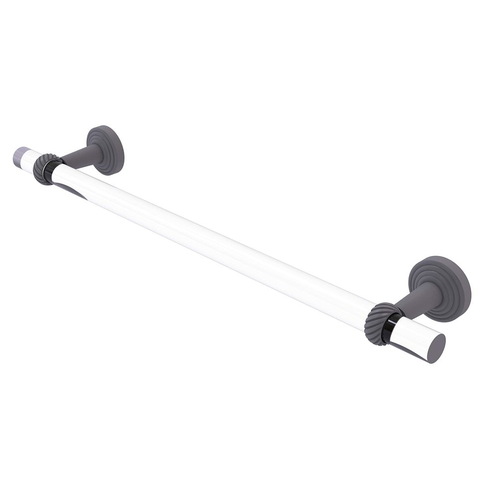 Allied Brass PB-41T-24 Pacific Beach Collection 24 Inch Twisted Accents Towel Bar, Matte Gray