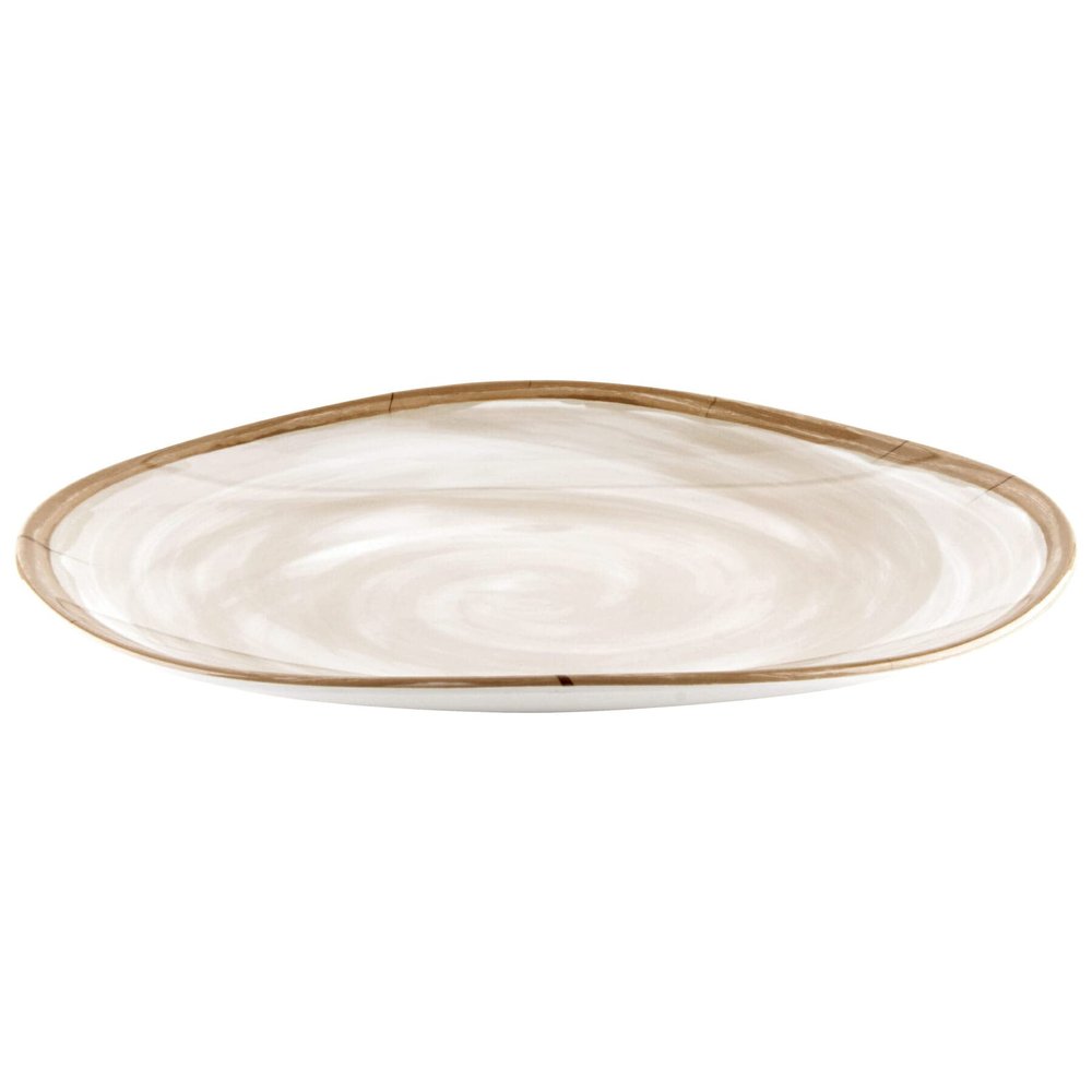 G.E.T. OP-1518-PCM Heavy-Duty Shatterproof Plastic Oval Melamine Serving Platter, 15" x 11", Pottery Cream
