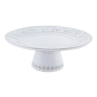 Bordallo Pinheiro Rua Nova Cake Stand, Antique White, 11 Inches