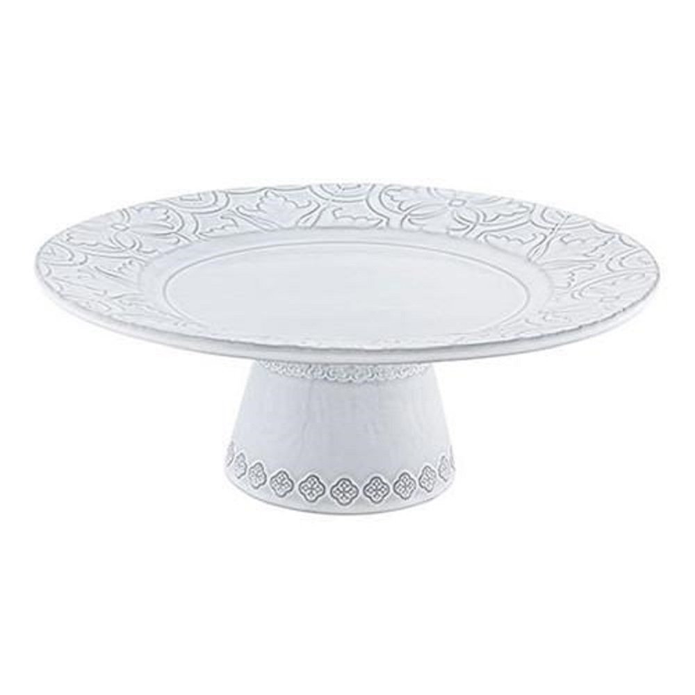 Bordallo Pinheiro Rua Nova Cake Stand, Antique White, 11 Inches