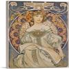 ARTCANVAS Champenois Imprimeur-Editeur - Blue 1897 Canvas Art Print Stretched Framed Painting Picture Poster Giclee Wall Decor by Alphonse Mucha - 40" x 26" (0.75" Deep) view 1